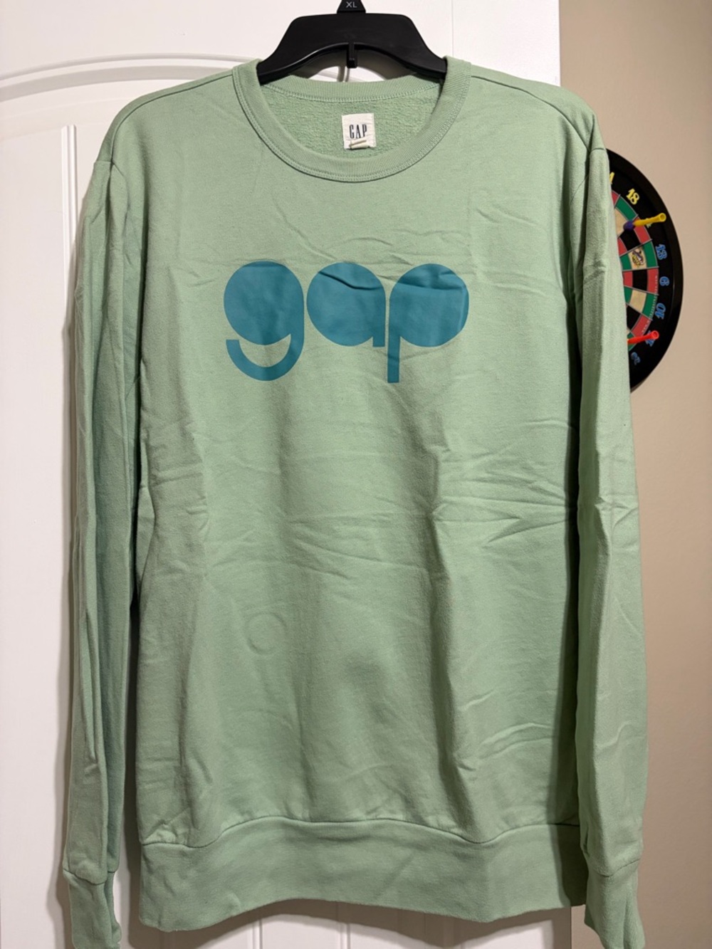 GAP Light Mint Crewneck with Navy Logo